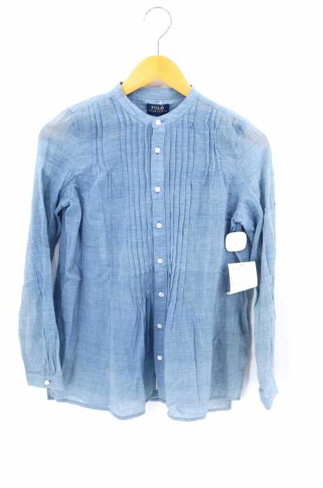 POLO RALPH LAUREN （ポロラルフローレン） フロントプリーツ ノーカラーシャツ レディース トップス