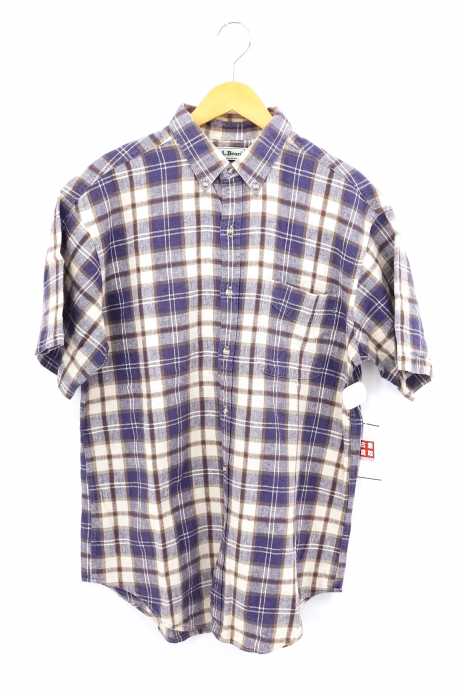 L.L.Bean(エルエルビーン) 80~90S 香港製 リネンコットンチェック柄BDシャツ メンズ トップス