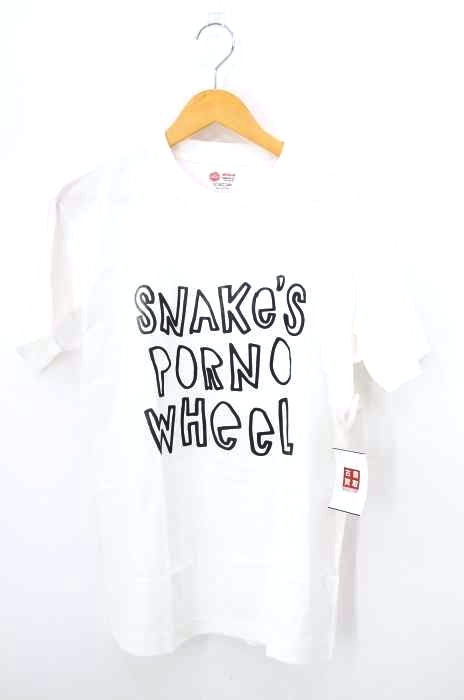 SNAKES PORNO WHEEL（スネークポルノウィーク） 手書きロゴプリント クルーネックTシャツ メンズ トップス