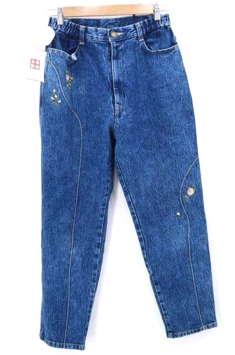 USED古着(ユーズドフルギ) OLD 花柄刺繍ケミカルウォッシュ バギーデニム レディース パンツ