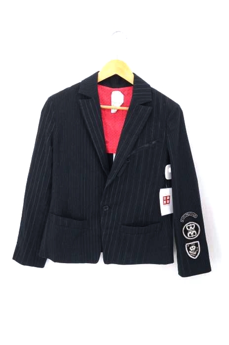 COMING SOON() ワッペン装飾ストライプ柄シングルテーラードジャケット レディース アウター