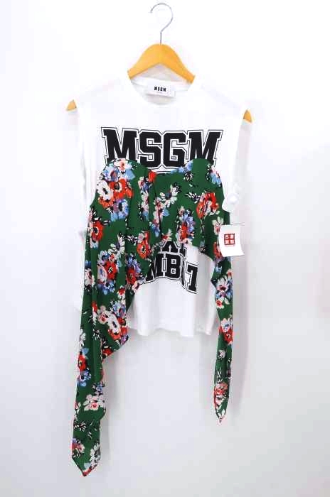 MSGM（エムエスジーエム） 花柄ドッキングノースリーブカットソー レディース トップス