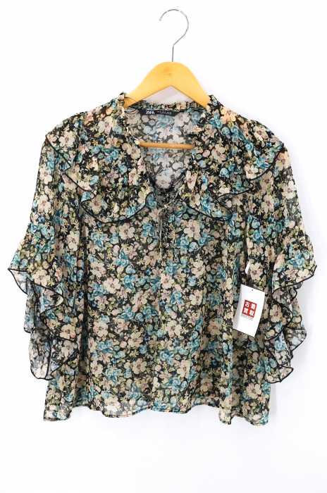 ZARA（ザラ） 花柄Vネックブラウス レディース トップス