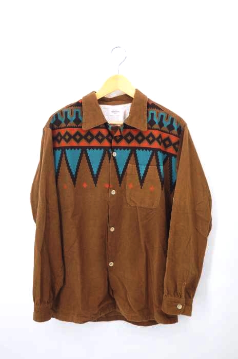 PENNEYS TOWNCRAFT（ぺニーズタウンクラフト） 復刻 VINTAGE CORD PRINTED SHIRT ネイティヴプリントコーデュロイオープンカラーシャツ メンズ トップス