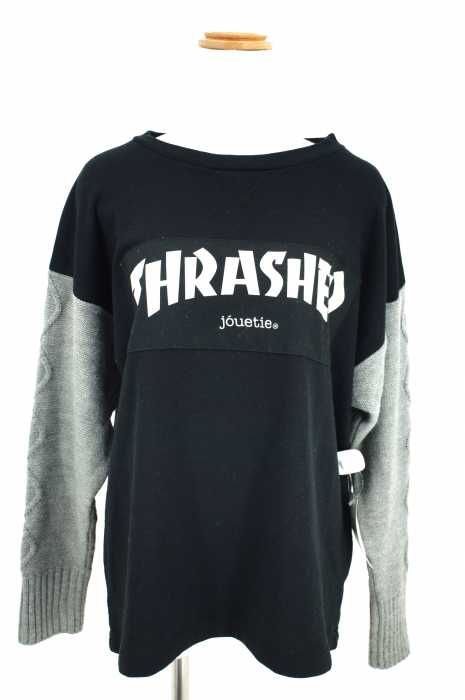 jouetie×THRASHER （ジュエティ×スラッシャー） 袖切替ロゴスウェットプルオーバー レディース トップス