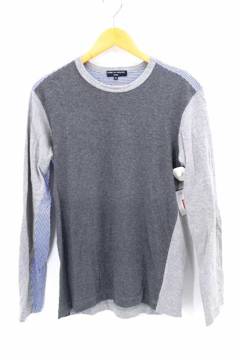 COMME des GARCONS HOMME （コムデギャルソンオム） AD2009 異素材切替ギンガムチェック ロングスリーブカットソー メンズ トップス