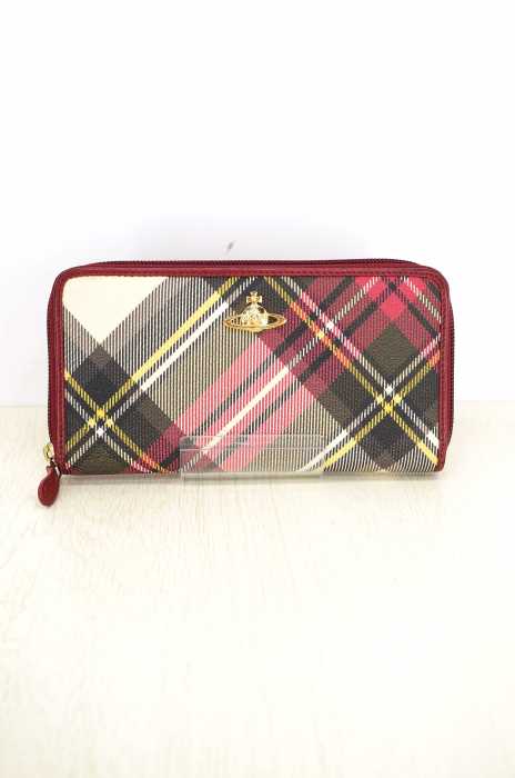 Vivienne Westwood （ヴィヴィアンウエストウッド） オーブ ラウンドジップ チェック柄 レディース 財布・ケース