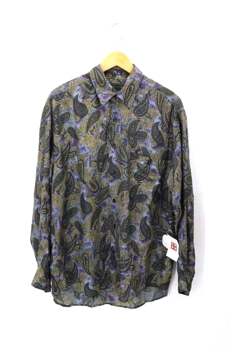 USED古着(ユーズドフルギ) SNOW MOUNTAIN 総柄シルクボタンシャツ メンズ トップス