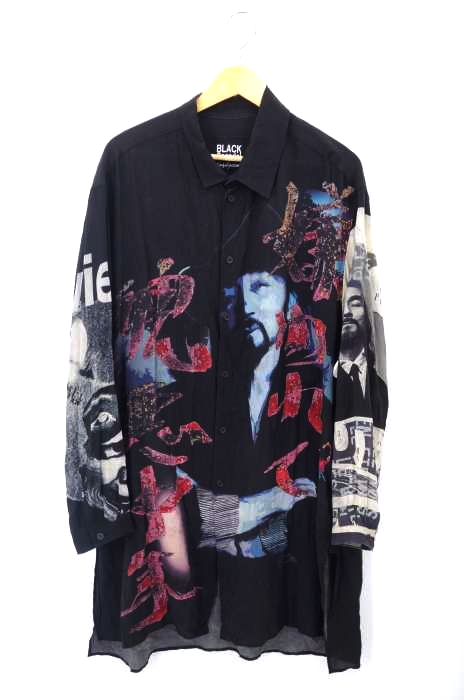 BLACK Scandal Yohji Yamamoto(ブラックスキャンダルヨウジヤマモト) Asymmetric collar print blouse メンズ トップス