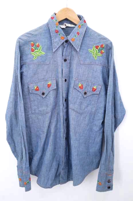 USED古着(ユーズドフルギ) 60~70S 三角タグ 刺繍シャンブレーシャツ メンズ トップス