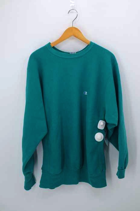 Champion（チャンピオン） 90S USA製 刺繍タグ REVERSE WEAVE 目刺繍 ターコイズ クルーネックスウェット メンズ トップス