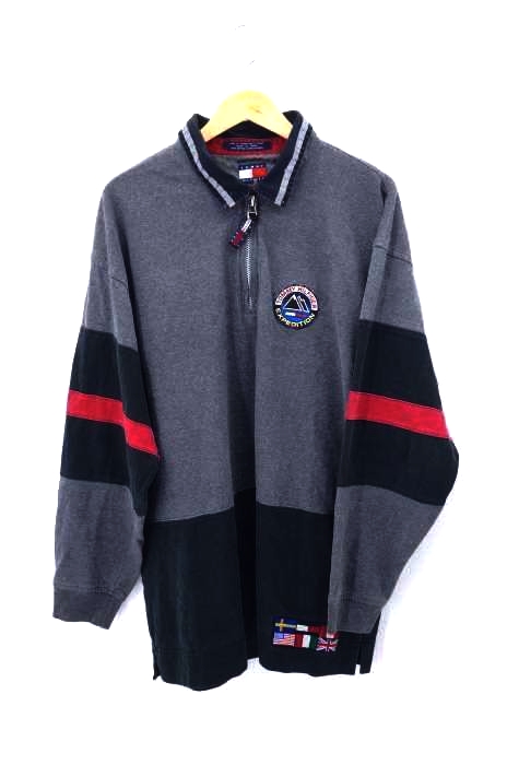 TOMMY HILFIGER（トミーヒルフィガー） 90S EXPEDITION ワッペン ハーフジップ L/S ポロシャツ メンズ トップス