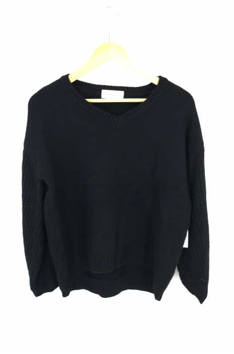 AZUL by moussy （アズールバイマウジー） スリーブ編地切替ショートニットプルオーバー レディース トップス