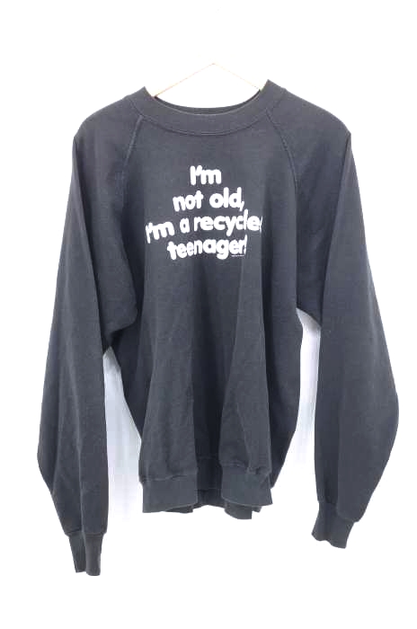 USED古着（ユーズドフルギ） 80S USA製 i am not old i am a recycled teenager ラグランスウェット メンズ トップス