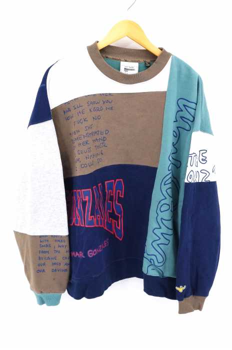 Mark Gonzales（マークゴンザレス） PATCHWORK BIG C/N SW ビッグシルエット切替クルーネックスウェット メンズ トップス