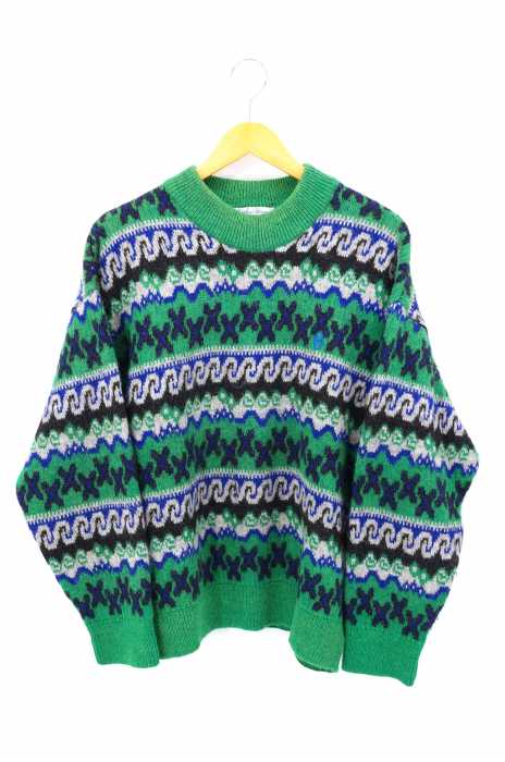 USED古着 (ユーズドフルギ) アルパカ混ハイネック総柄ニット メンズ トップス