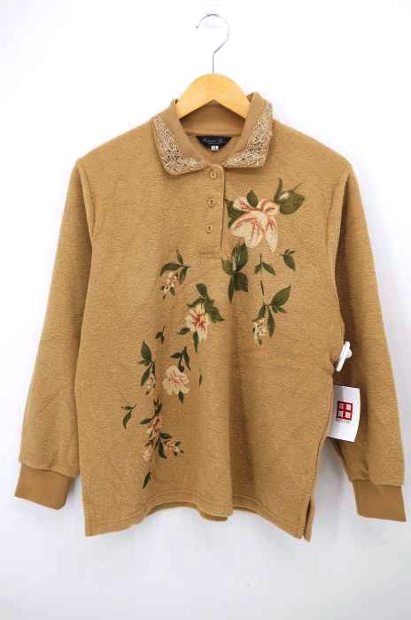 USED古着（ユーズドフルギ） 花柄レース装飾パイルポロシャツ レディース トップス