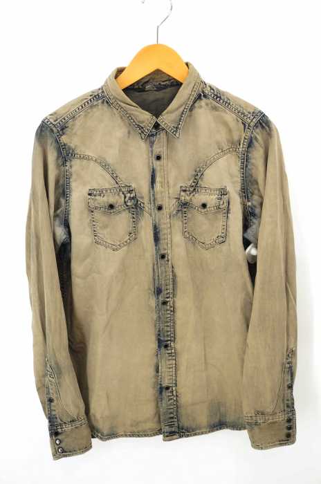 DIESEL （ディーゼル） ブリーチ加工デニムスナップボタンシャツ メンズ トップス