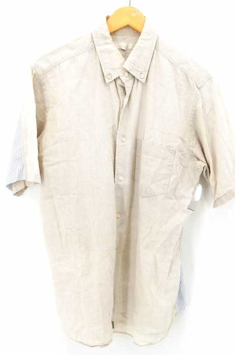 MORIKAGE SHIRT KYOTO（モリカゲシャツキョウト） ストライプ切替半袖リネンシャツ メンズ トップス