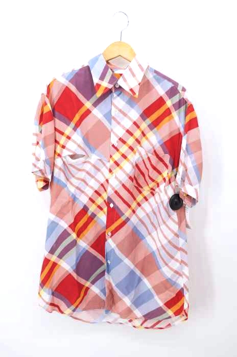 Ys YOHJI YAMAMOTO（ワイズ ヨウジヤマモト） 06SS クレイジーパターン マドラスチェック柄 レーヨンシャツ メンズ トップス