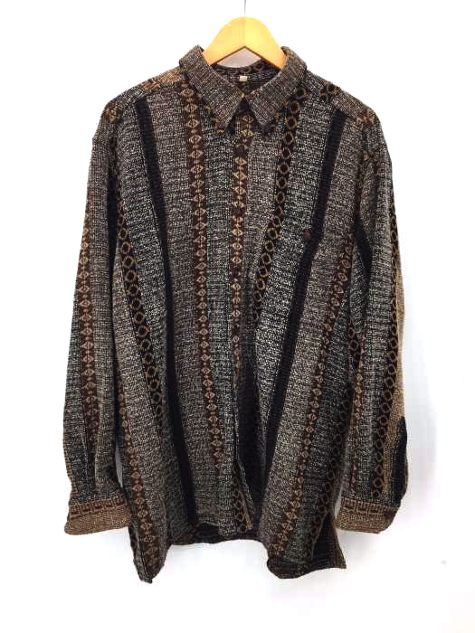 USED古着（ユーズドフルギ） CAVORI 総柄パイル地シャツ メンズ トップス