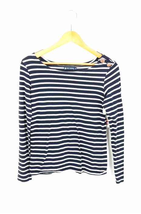 PETIT BATEAU （プチバトー） ボタンボーダートップス レディース トップス