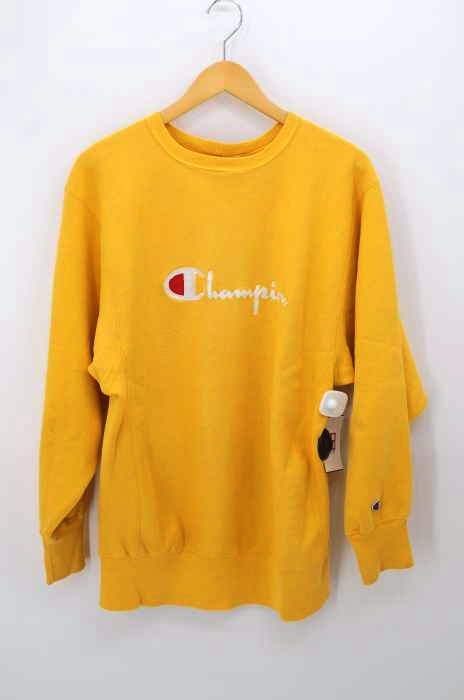 Champion（チャンピオン） 90S USA製 REVERSE WEAVE マンゴーカラー スクリプトロゴ刺繍スウェット デカロゴ メンズ トップス