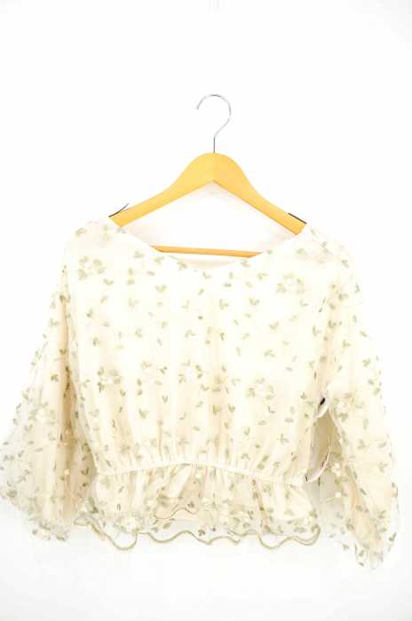 one after another NICE CLAUP（ワンアフターアナザーナイスクラップ） チュール刺繍Vネックブラウス レディース トップス