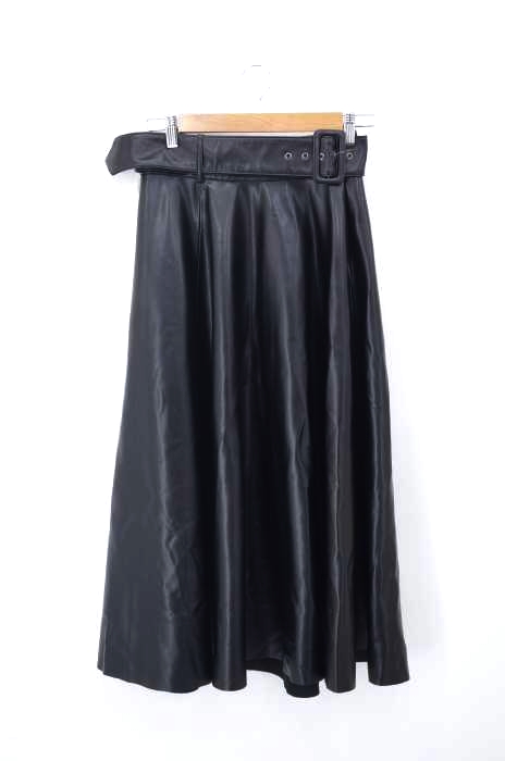 ZARA（ザラ） フェイクレザーベルテッドフレアマキシスカート レディース スカート
