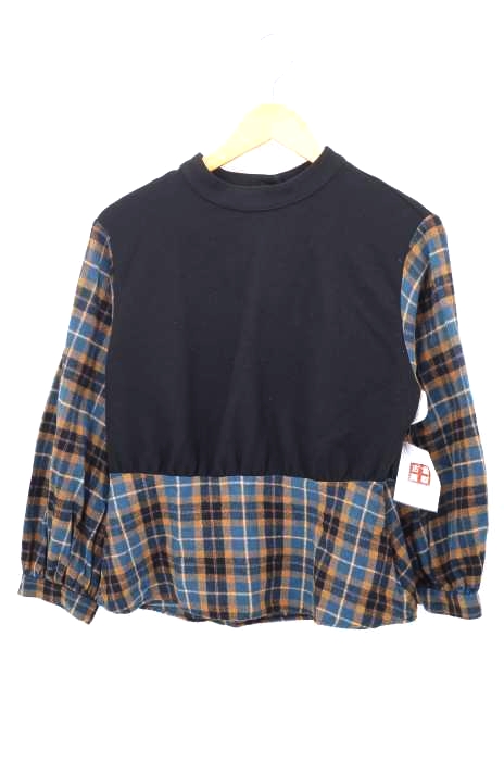 ZARA(ザラ) チェック柄切替ボリュームスリーブブラウス レディース トップス