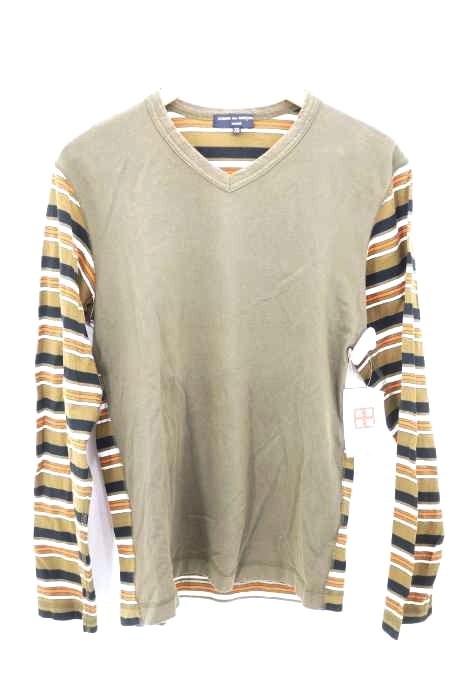 COMME des GARCONS HOMME(コムデギャルソンオム) AD2009 ボーダー切替 VネックロングスリーブTシャツ メンズ トップス