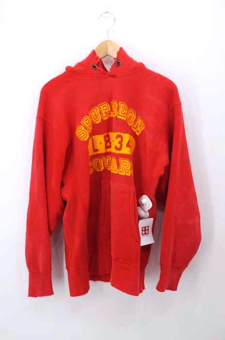 Champion(チャンピオン) 70~80S USA製 REVERSE WEAVE 単色タグ後期 カプセル アーチラバー3段プリント プルオーバーパーカ メンズ トップス