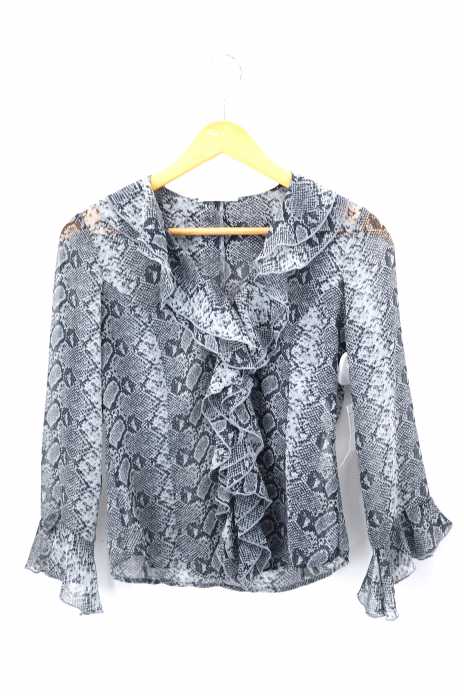 NARACAMICIE（ナラカミーチェ） フロントフリルパイソン柄シースルーブラウス レディース トップス