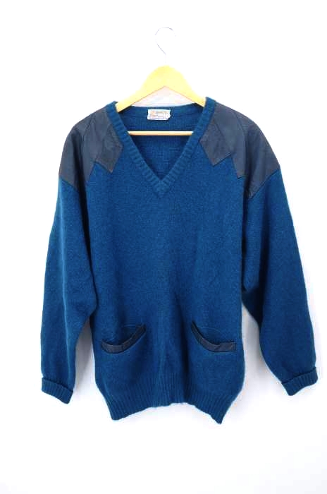 USED古着（ユーズドフルギ） 60~70S レザーパッチ Vネックモヘヤニット メンズ トップス
