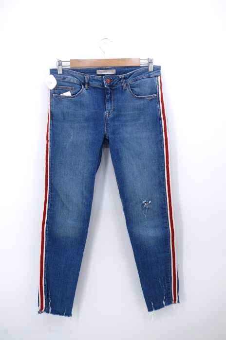 ZARA BASIC（ザラベーシック） サイドラインカットオフスキニーデニム レディース パンツ