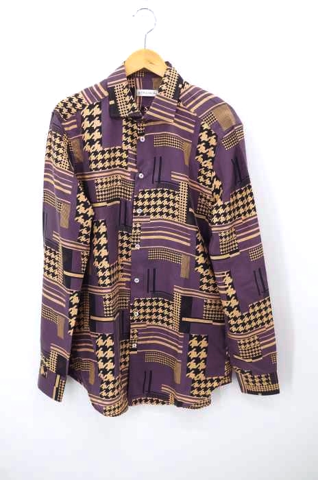 ETRO（エトロ） シルク100 千鳥格子柄比翼シャツ メンズ トップス