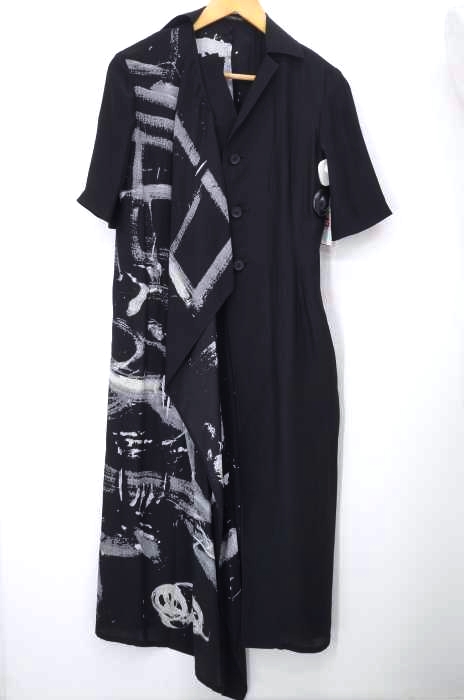 YOHJI YAMAMOTO+NOIR（ヨウジヤマモト プリュスノアール） 20SS シルクドレープ ドレス レディース ワンピース