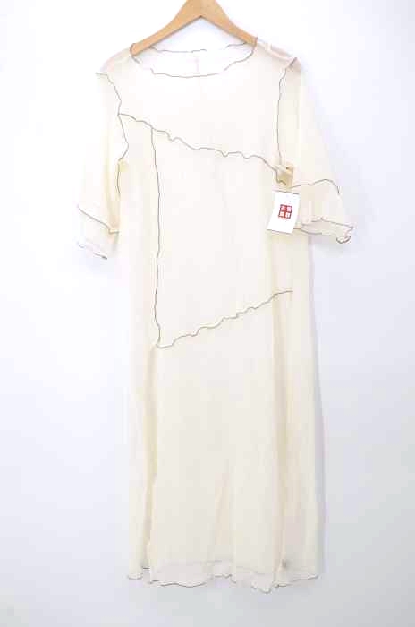 w closet（ダブルクローゼット） シワ加工シフォン配色メロースリット入りワンピース レディース ワンピース