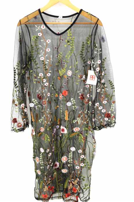 USED古着  （ユーズドフルギ） 総刺繍花柄チュールワンピース レディース ワンピース