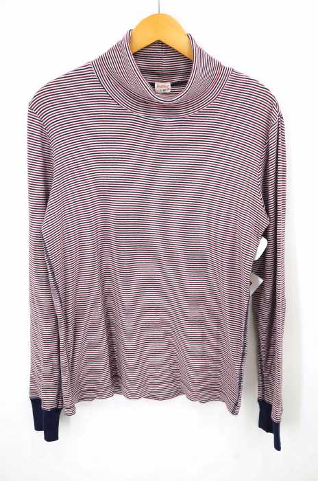 Healthknit（ヘルスニット） タートルネックボーダー柄カットソー メンズ トップス