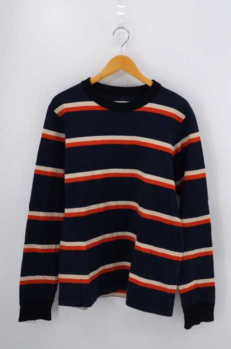 Sacai(サカイ) カットオフ加工 ボーダーカットソー クルーネックTシャツ メンズ トップス