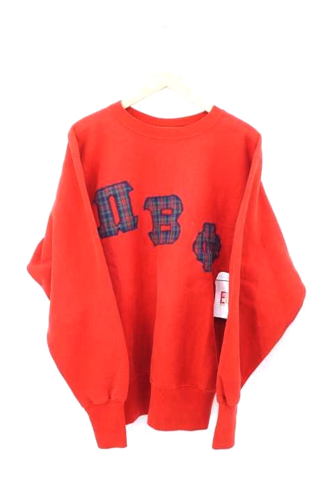 Champion(チャンピオン) 90S USA製 刺繍タグ REVERSE WEAVE チェック柄ワッペン装飾クルーネックスウェット メンズ トップス