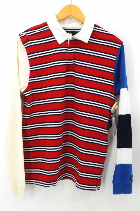 STUSSY （ステューシー） ボーダー柄長袖ポロシャツ メンズ トップス