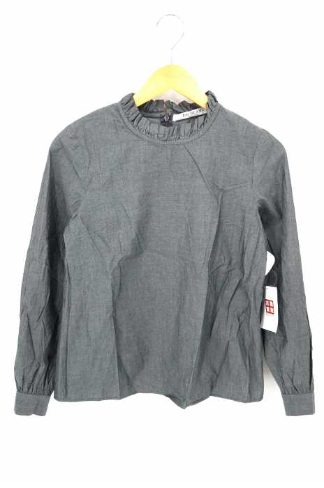 Ray BEAMS （レイビームス） フリル スタンド コットン パフスリーブシャツ レディース トップス