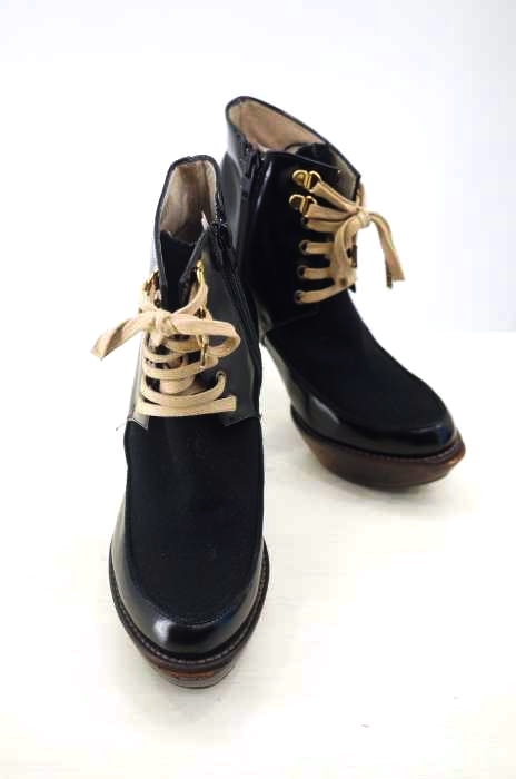 KAREN WALKER(カレンウォーカー) ガラスレザーショートヒールブーツ レディース シューズ