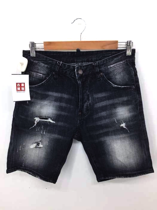 DSQUARED2(ディースクエアード) クラッシュ加工ボタンフライハーフデニムパンツ メンズ パンツ