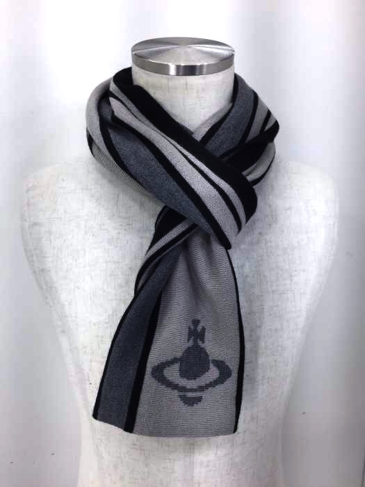 Vivienne Westwood Accessories（ヴィヴィアンウエストウッド アクセサリー） オーヴロゴ ストライプマフラー メンズ ファッション雑貨