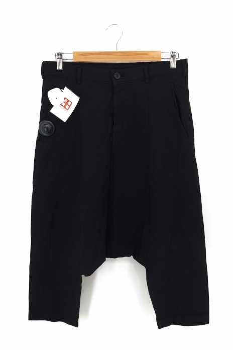 BLACK COMME des GARCONS (ブラックコムデギャルソン) AD2015 16SS 製品染めポリ縮加工 エステルサルエルパンツ メンズ パンツ