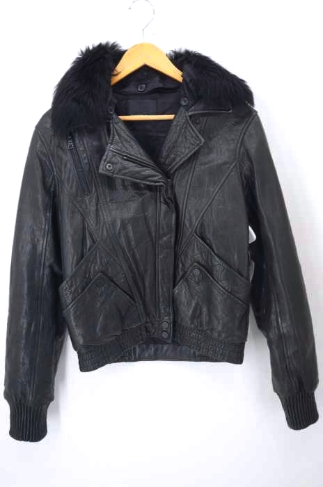 Alexander Wang（アレキサンダーワン） 着脱ファー襟 ラムレザージャケット レディース アウター