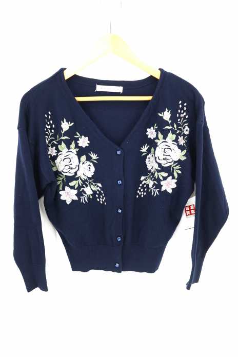 MAJESTIC LEGON（マジェスティックレゴン） 花刺繍Vニットカーディガン レディース トップス